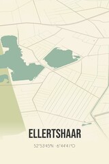 Retro Dutch city map of Ellertshaar located in Drenthe. Vintage street map.