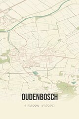 Fototapeta na wymiar Retro Dutch city map of Oudenbosch located in Noord-Brabant. Vintage street map.