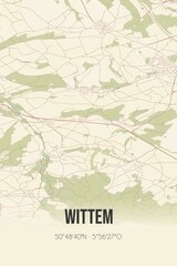Retro Dutch city map of Wittem located in Limburg. Vintage street map.