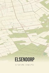 Retro Dutch city map of Elsendorp located in Noord-Brabant. Vintage street map.