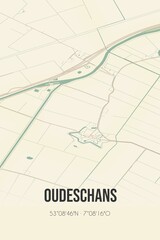 Retro Dutch city map of Oudeschans located in Groningen. Vintage street map.