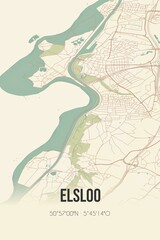 Retro Dutch city map of Elsloo located in Limburg. Vintage street map.