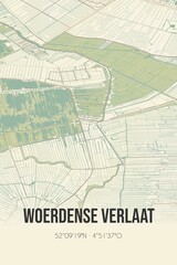 Retro Dutch city map of Woerdense Verlaat located in Zuid-Holland. Vintage street map.