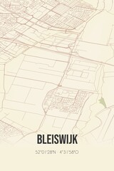 Retro Dutch city map of Bleiswijk located in Zuid-Holland. Vintage street map.