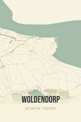 Retro Dutch city map of Woldendorp located in Groningen. Vintage street map.