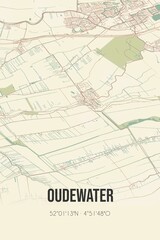 Retro Dutch city map of Oudewater located in Utrecht. Vintage street map.
