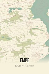 Retro Dutch city map of Empe located in Gelderland. Vintage street map.