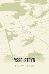 Retro Dutch city map of Ysselsteyn located in Limburg. Vintage street map.