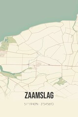 Retro Dutch city map of Zaamslag located in Zeeland. Vintage street map.