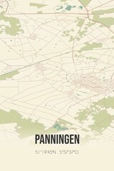 Retro Dutch city map of Panningen located in Limburg. Vintage street map.