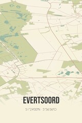 Retro Dutch city map of Evertsoord located in Limburg. Vintage street map.