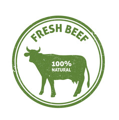 Beef badge, label. Fresh farm food logotype cooking cow vector labels