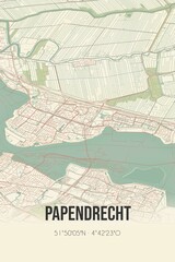 Retro Dutch city map of Papendrecht located in Zuid-Holland. Vintage street map.