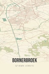 Retro Dutch city map of Bornerbroek located in Overijssel. Vintage street map.