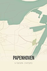 Retro Dutch city map of Papenhoven located in Limburg. Vintage street map.