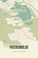 Retro Dutch city map of Paterswolde located in Drenthe. Vintage street map.