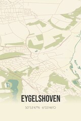 Retro Dutch city map of Eygelshoven located in Limburg. Vintage street map.
