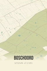 Retro Dutch city map of Boschoord located in Drenthe. Vintage street map.