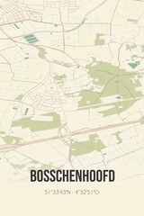 Retro Dutch city map of Bosschenhoofd located in Noord-Brabant. Vintage street map.
