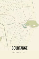 Retro Dutch city map of Bourtange located in Groningen. Vintage street map.