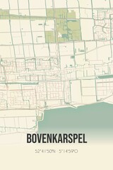 Retro Dutch city map of Bovenkarspel located in Noord-Holland. Vintage street map.