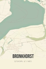 Retro Dutch city map of Bronkhorst located in Gelderland. Vintage street map.