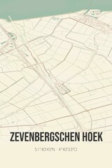 Retro Dutch city map of Zevenbergschen Hoek located in Noord-Brabant. Vintage street map.