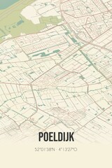 Retro Dutch city map of Poeldijk located in Zuid-Holland. Vintage street map.