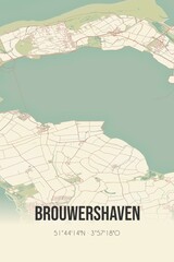 Fototapeta premium Retro Dutch city map of Brouwershaven located in Zeeland. Vintage street map.