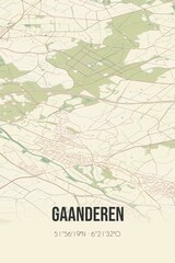 Retro Dutch city map of Gaanderen located in Gelderland. Vintage street map.