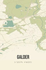 Retro Dutch city map of Galder located in Noord-Brabant. Vintage street map.