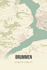 Fototapeta na wymiar Retro Dutch city map of Brummen located in Gelderland. Vintage street map.