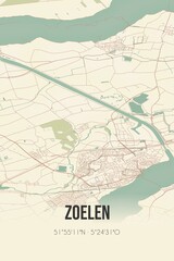 Retro Dutch city map of Zoelen located in Gelderland. Vintage street map.