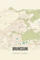 Retro Dutch city map of Brunssum located in Limburg. Vintage street map.