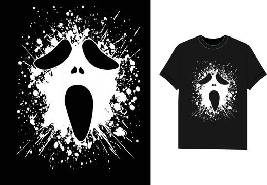 Halloween T shirt Design Vector Bundle, Spooky Face in The Cloud