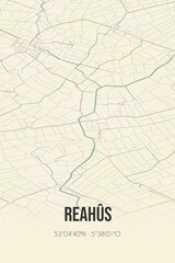 Fototapeta premium Retro Dutch city map of Reahûs located in Fryslan. Vintage street map.