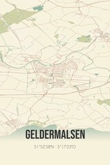 Retro Dutch city map of Geldermalsen located in Gelderland. Vintage street map.