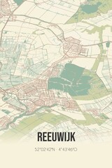 Fototapeta na wymiar Retro Dutch city map of Reeuwijk located in Zuid-Holland. Vintage street map.