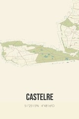 Retro Dutch city map of Castelre located in Noord-Brabant. Vintage street map.