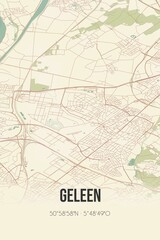 Retro Dutch city map of Geleen located in Limburg. Vintage street map.