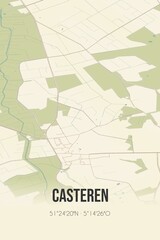 Retro Dutch city map of Casteren located in Noord-Brabant. Vintage street map.