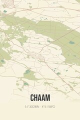Fototapeta na wymiar Retro Dutch city map of Chaam located in Noord-Brabant. Vintage street map.