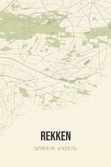 Fototapeta na wymiar Retro Dutch city map of Rekken located in Gelderland. Vintage street map.