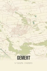 Retro Dutch city map of Gemert located in Noord-Brabant. Vintage street map.