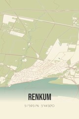 Retro Dutch city map of Renkum located in Gelderland. Vintage street map.