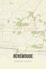 Fototapeta na wymiar Retro Dutch city map of Renswoude located in Utrecht. Vintage street map.