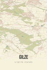 Retro Dutch city map of Gilze located in Noord-Brabant. Vintage street map.