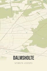 Fototapeta premium Retro Dutch city map of Dalmsholte located in Overijssel. Vintage street map.