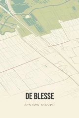 Fotobehang Retro Dutch city map of De Blesse located in Fryslan. Vintage street map. © Rezona