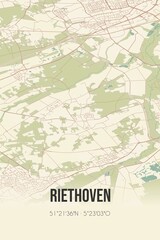 Retro Dutch city map of Riethoven located in Noord-Brabant. Vintage street map.
